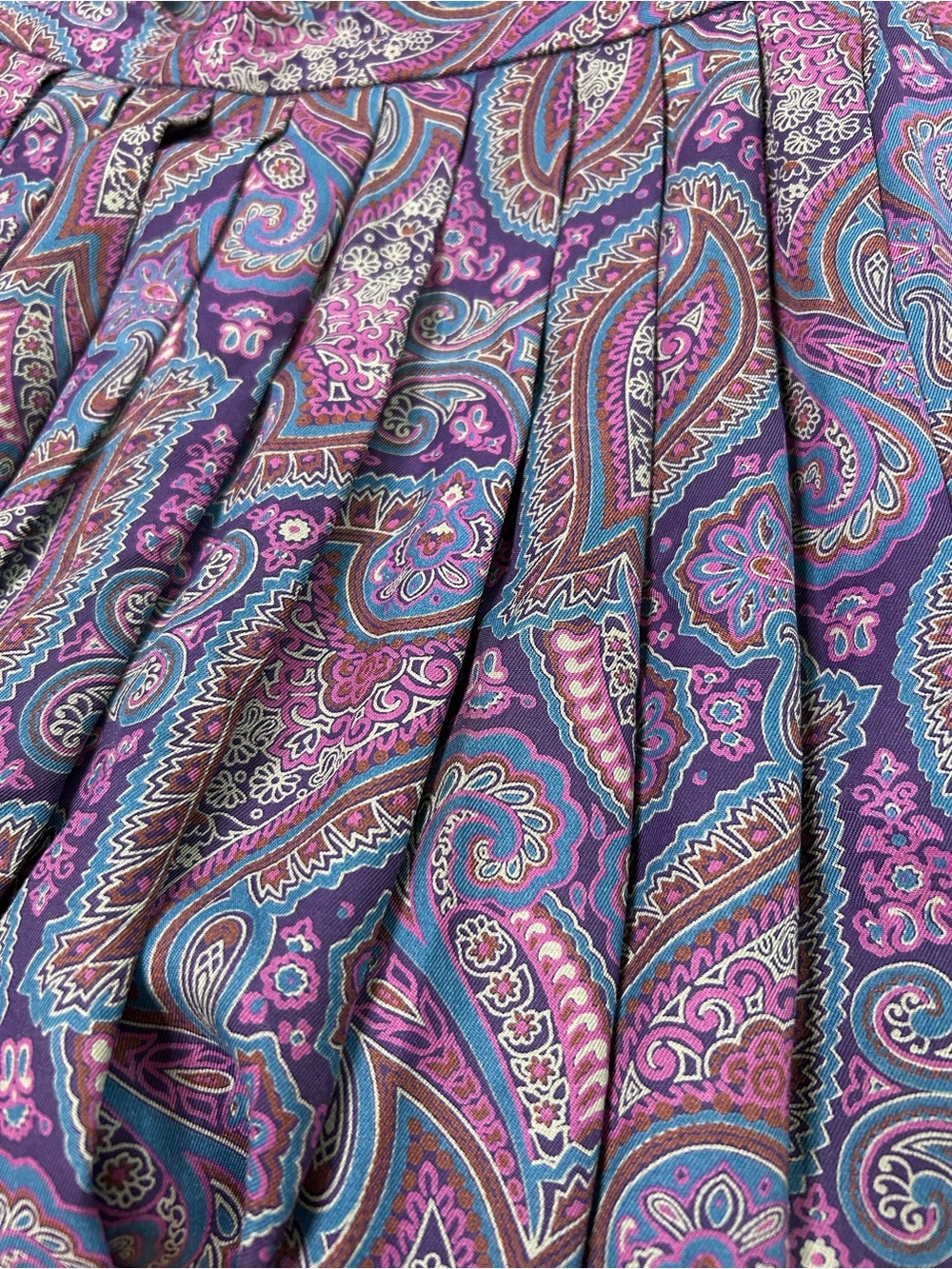 Vintage Pendleton Purple Blue Paisley Pleated Midi Skirt Size 6 Petite 26" Waist - Picture 9 of 9